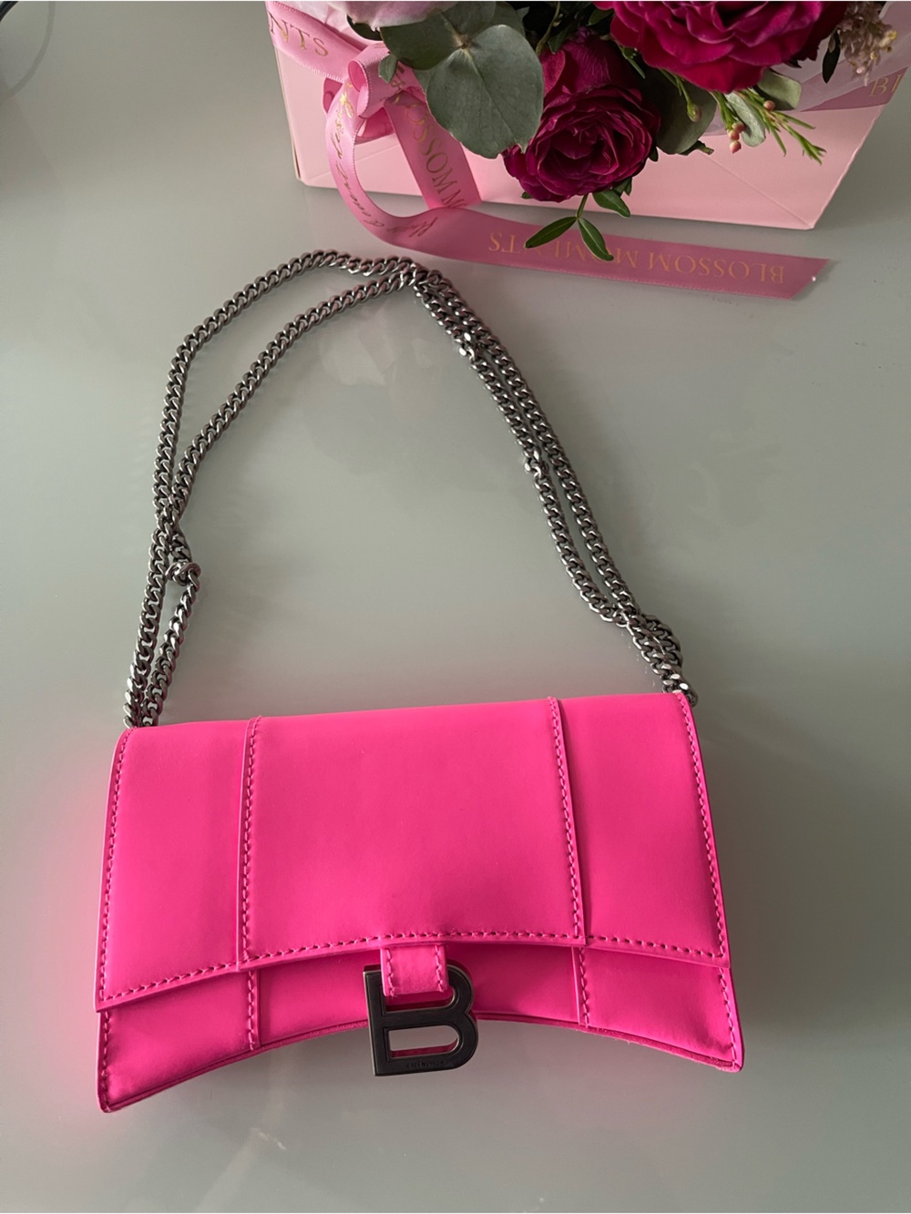 Balenciaga Hot Pink Chain Shoulder Bag